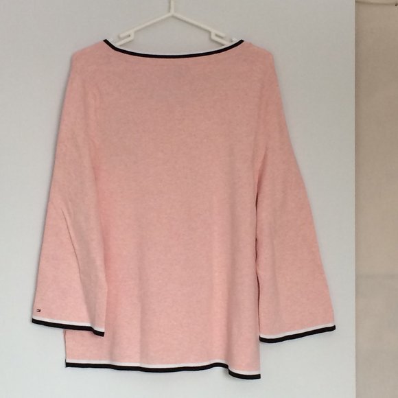 Tommy Hilfiger Womens Sweater Pullover XL Pink Large Letter H Long Sleeve - Picture 2 of 8